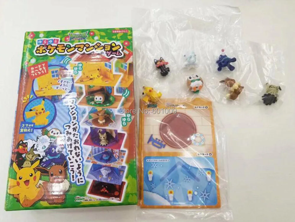 7 шт. домашние фигурки Pika Eevee Alola Vulpix Mimikyu Litten Rowlet Popplio 5 см из ПВХ розничная