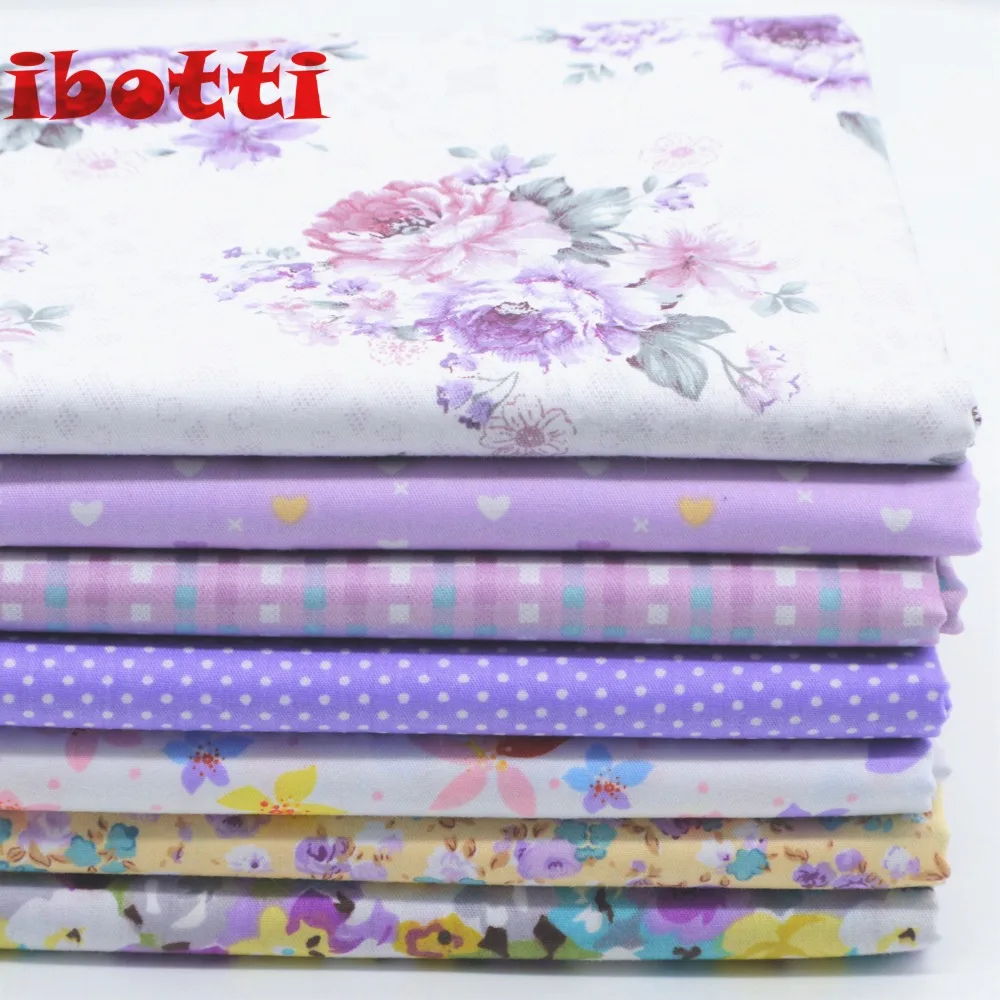 7 шт., 50x50 см, Новое поступление, фиолетовая Цветочная серия, хлопок, ткань для шитья, тильда, кукольная ткань, сделай сам, лоскутное шитье, текстильная ткань