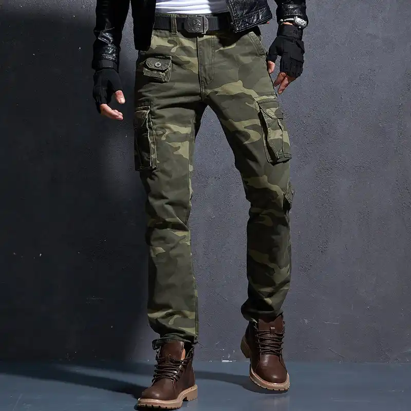 mens slim fit camo cargo pants