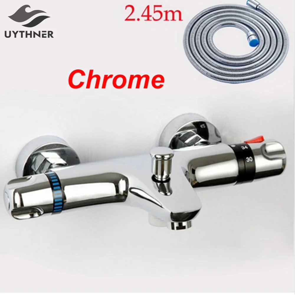 

Newly Arrival Bathroom Replacment Thermostatic Tub Mixer Faucet Handheld Shower Valve with Diverter Chrome Finish