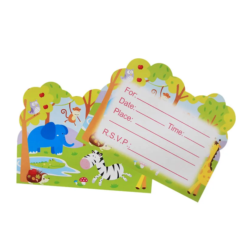  6pcs/lot Jungle birthday Party Decoration Lion Tiger Disposable Tableware Set Invitation Safari Zoo - 32988328091
