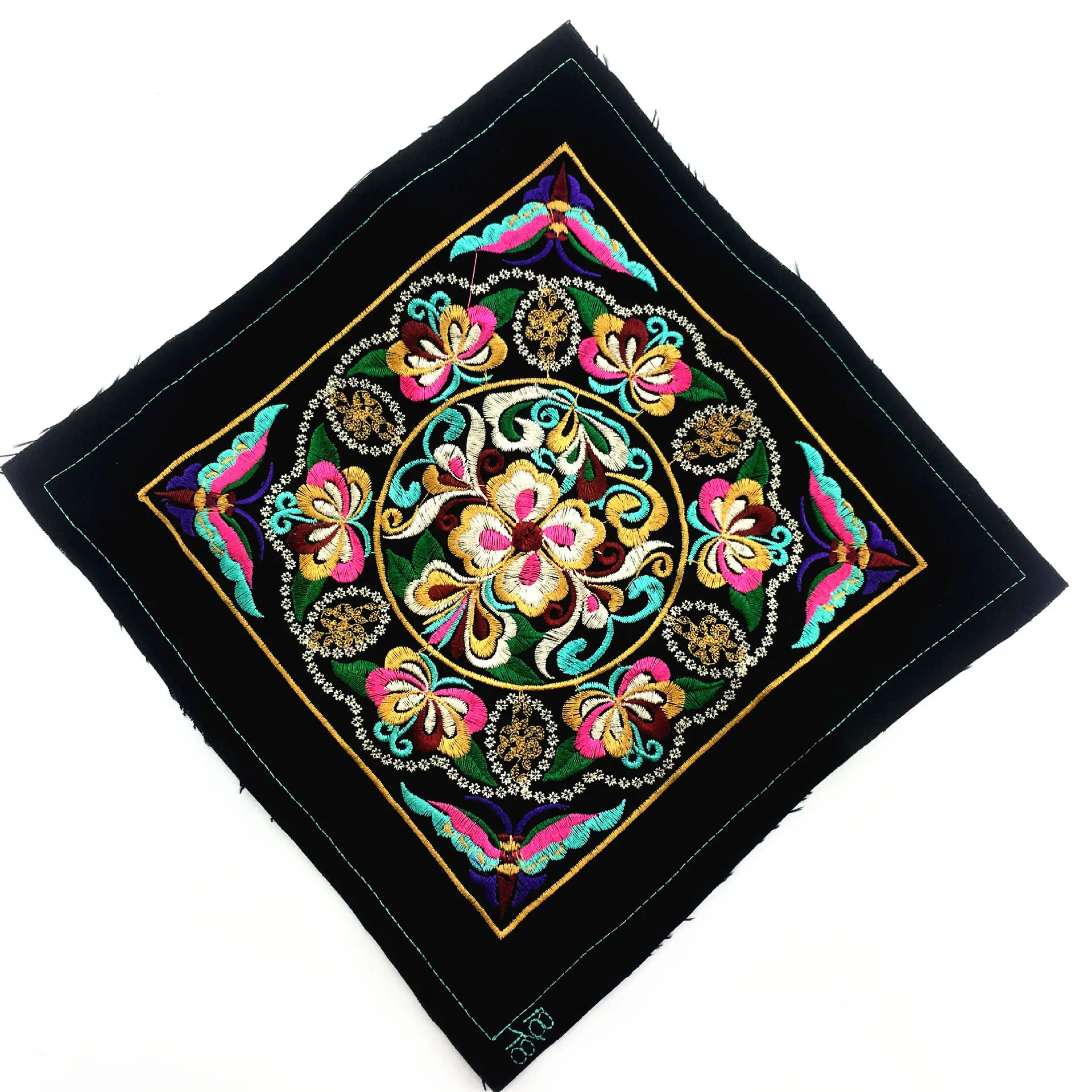 

Big Square Embroidery Patches Ethnic Miao Patch Garment Sewing Accessories Clothing Bag Diy Embroidered Flower Applique BOHO