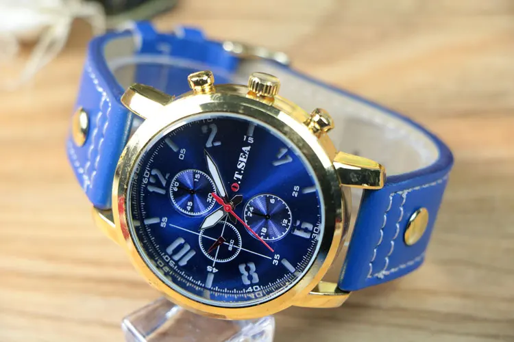 Hot Sales O.T.SEA Brand Soft Pu Leather Watch Men Military Sports Quartz Wristwatch Relogio Masculino 8192 -