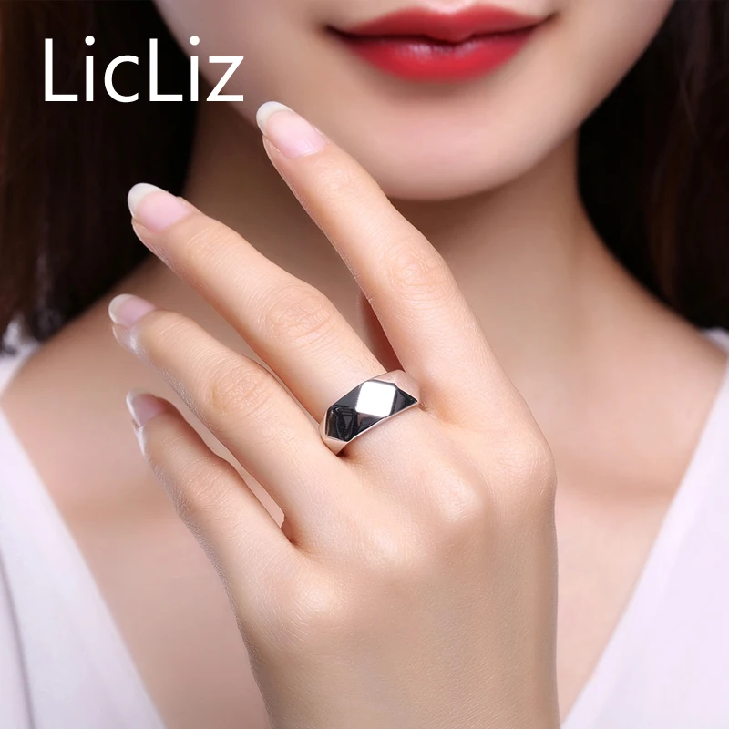 LicLiz шикарные многоугольные 925 пробы серебряные регулируемые Открытые Кольца Винтажные Украшения для женщин обручение подарок Bague Femme LR0277