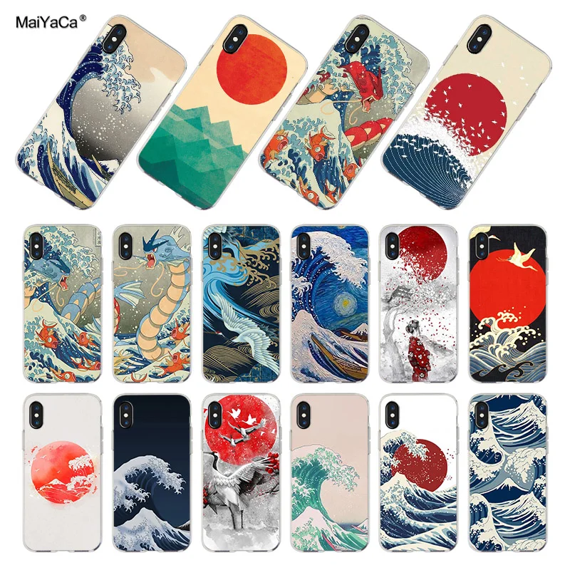 MaiYaCa Wave Art японские зеленые Illust Coque чехлы для телефонов iPhone 11 Pro Max 8 7 6S Plus X XS XR XSMAX