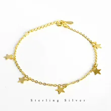 Очаровательный браслет-цепочка из стерлингового серебра 925 пробы с подвеской в виде звезды, регулируемый изящный браслет для невесты