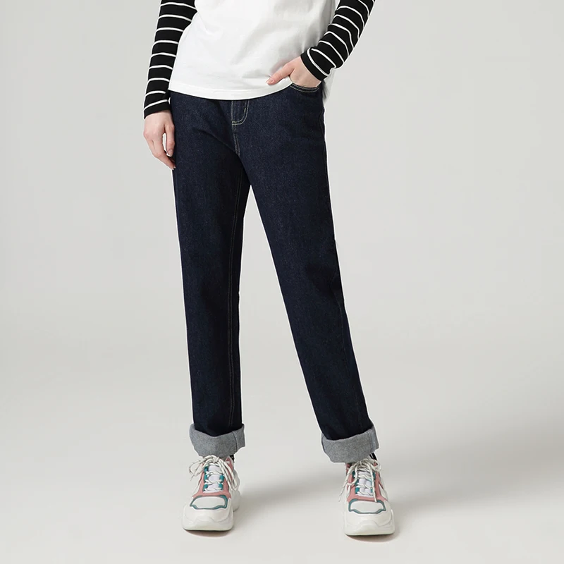 Toyouth джинсы-шаровары для женщин, свободные винтажные шаровары, прямые джинсы, штаны с высокой талией, хлопковые джинсы, женские джинсовые брюки бойфренда - Цвет: Blue