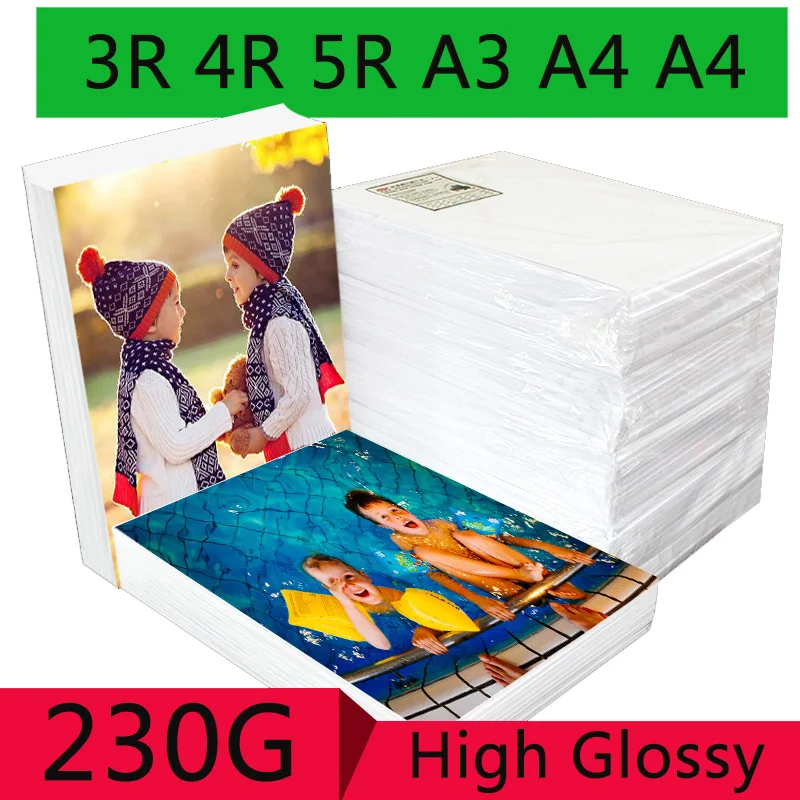 100 Sheets 3R 4R 5R A3 A4 A5 High Glossy Photo Paper For Inkjet Printer