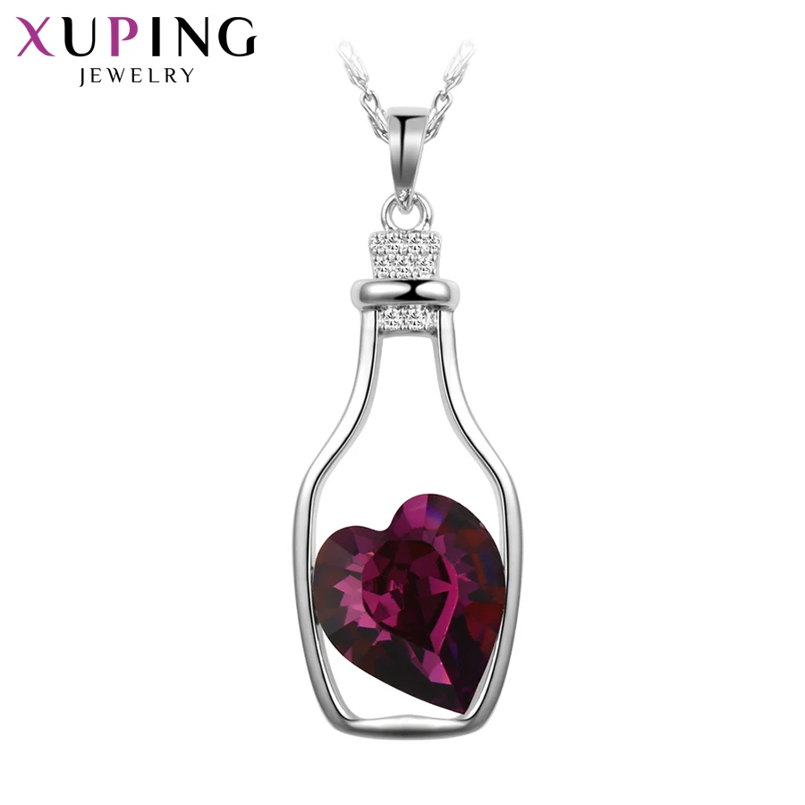 

Xuping Fashion Pendant High Quality Plated Crystals from Swarovski Heart Wishing Bottle Statement Pendant Necklace XN4119