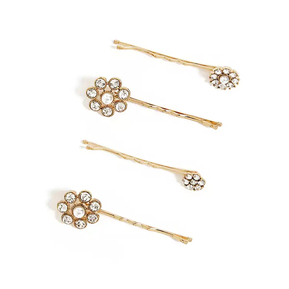 

New Hot Women Rhinestone Round Flower Hair Clip Elegant Gold Sliver Color Crystal Hairpin Bobby Pin Barrettes Hair Accessories