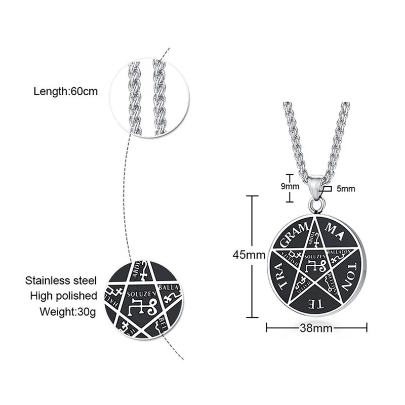 Панк мужские тетраграмматон ожерелья пентаграмма из нержавеющей стали кулон "Соломон" имя Божия воротник Подарки для него