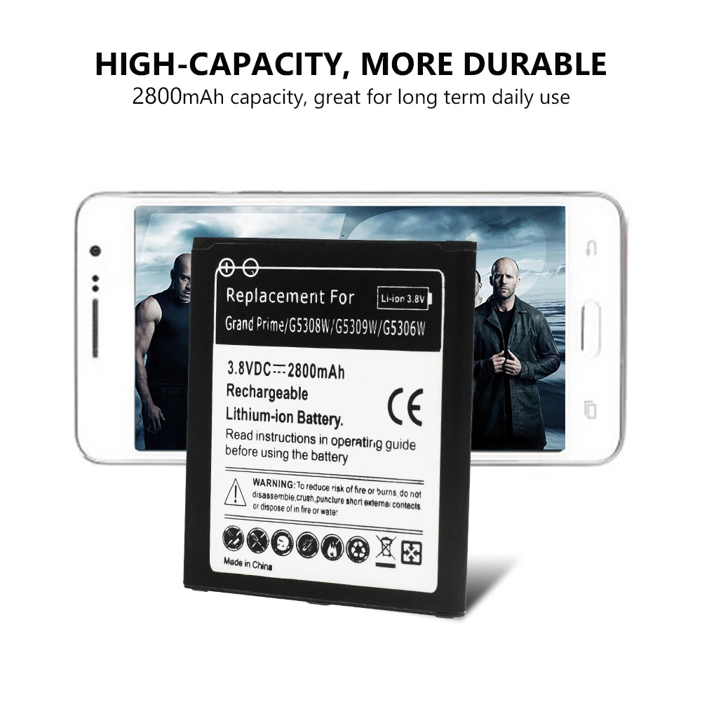 Литиевая батарея 2800 мА/ч литий ионный аккумулятор для Samsung Galaxy Grand Prime G5308W G5309W G5306W