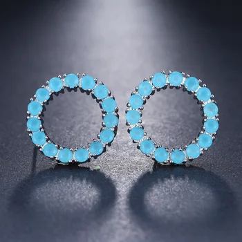 

Bilincolor blue cubic zriconia round fashion trendy korea stud earring for women