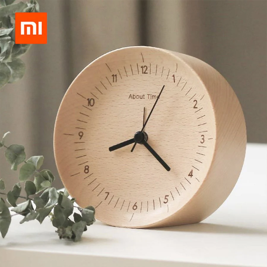 

Original Xiaomi Mijia Wooden About Time Alarm Clock Mute Movement Wood Desktop Table Clocks Watch For Xiaomi Smart Home Office