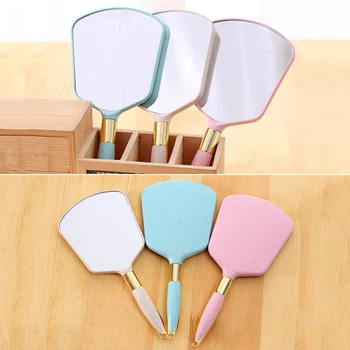 

Lovely Vintage Handle Mirror 1PC Cute Plastic Vanity Makeup Mirror Rectangle Hand Hold Cosmetic Mirror Clarity Suspensible