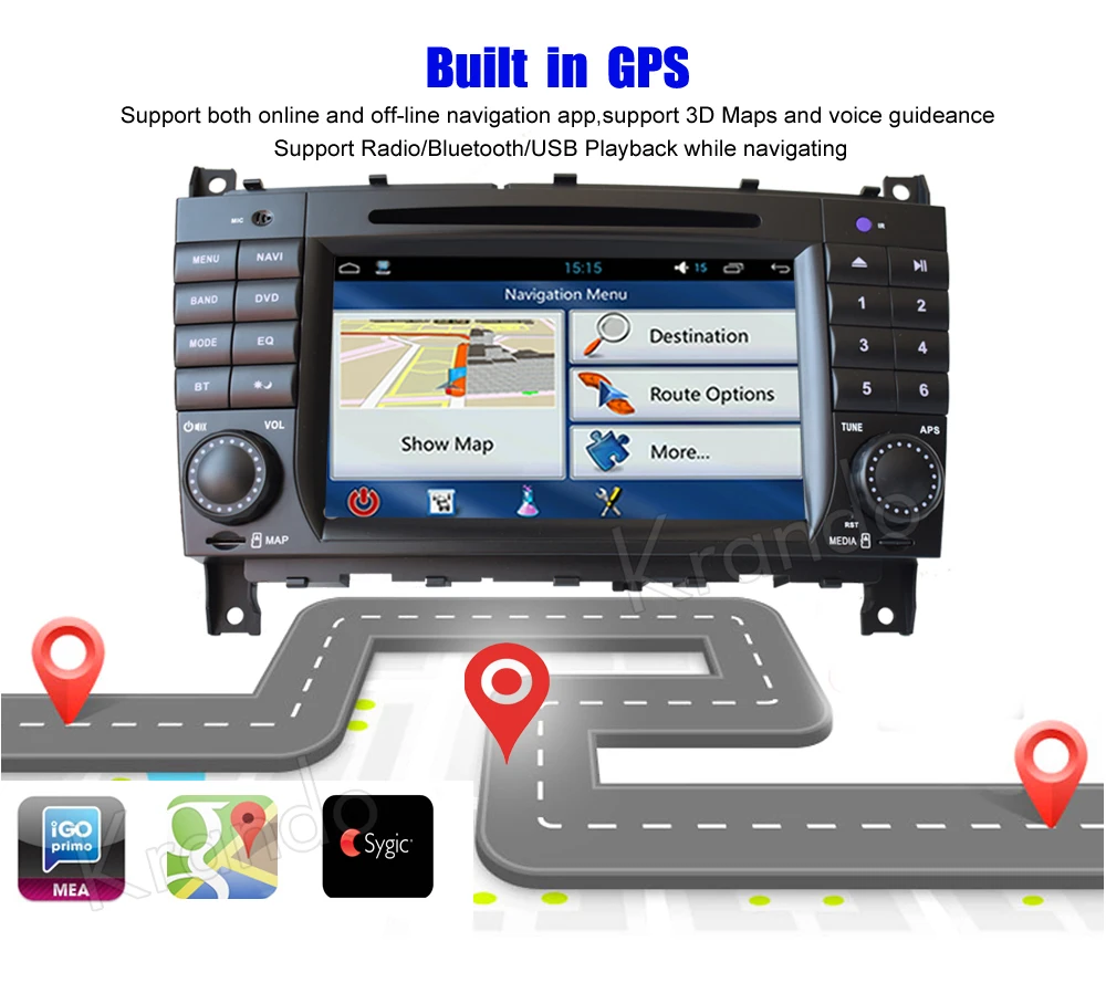 krando benz w203 2004 2005 2006 2007 android car radio gps dvd player navigation multimedia system (4)
