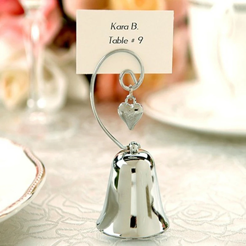 

Desk Note Folder Card Holder Bell Clips Heart Shape Wedding Favors Place Photo Memo Number Name Message Base Decoration