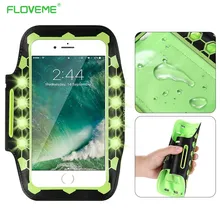 Универсальный светодиодный светильник FLOVEME 5,5 дюйма, чехол на руку для iPhone 6, 6s, 7 Plus, светящийся браслет для бега, спортивный чехол для телефона
