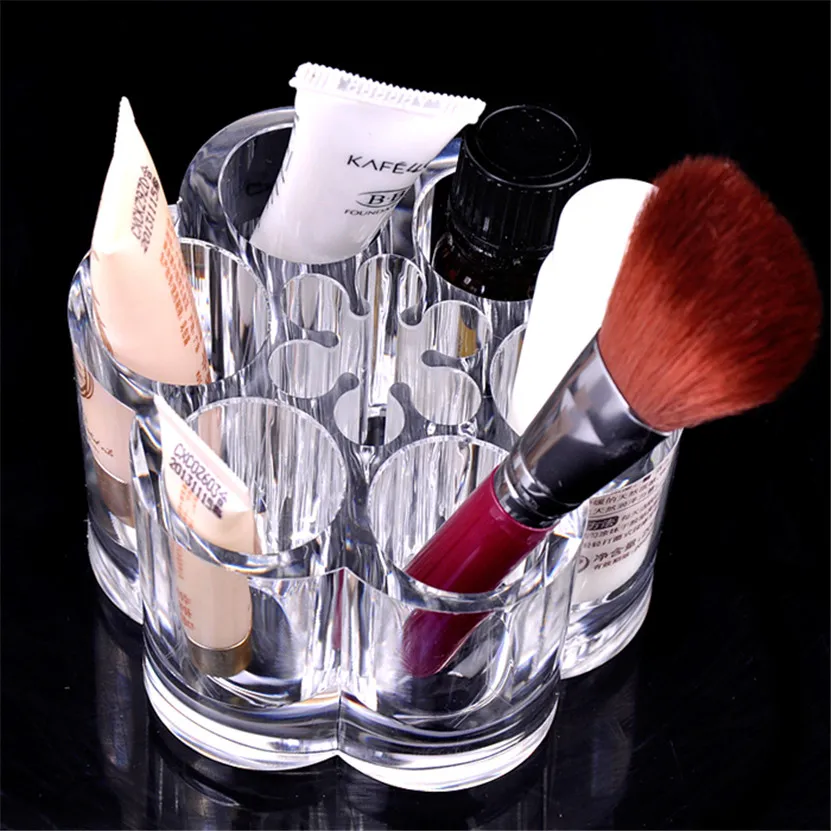 

2019 Plum Flower Clear Acrylic Shaped Cosmetic Lipstick Brush Holder Makeup Case #WQY30