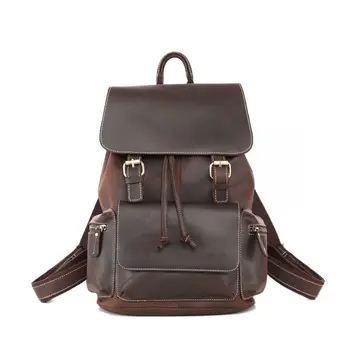

New Crazy Horse Leather Backpack Men's and Women's Shoulder Bag Top Layer Leather Handmade Bag