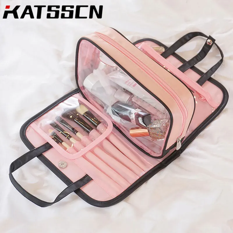 

Large Capacity Portable Girls Wash Bag Travel Storage Bags Cosmetic Organizer Bag Two-in-one Dust-proof Cosmetic Bag 197