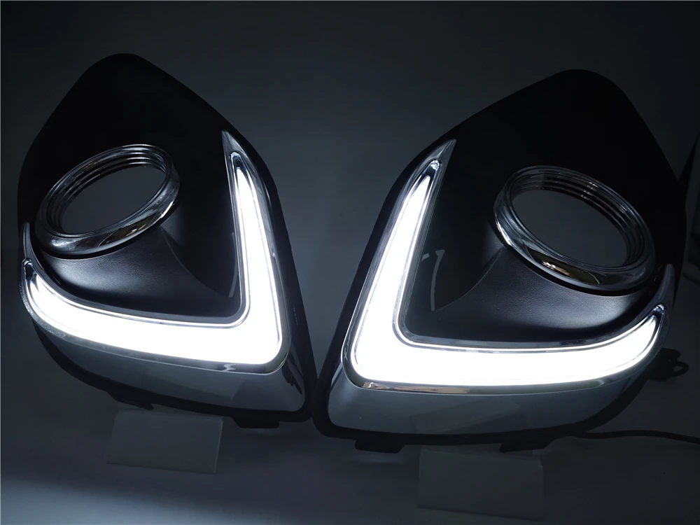Автомобильный мигающий 1 комплект светодиодный DRL COB дневные ходовые огни Дневные водонепроницаемые противотуманные фары с сигналом для Mitsubishi ASX 2013