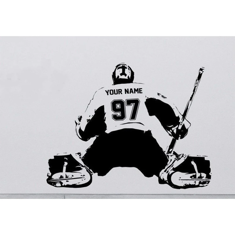 Free Shipping Sticker Custom Name and Number Hockey Goalie Decal Wall