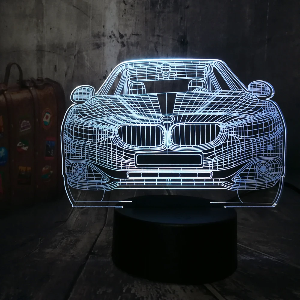 Новый крутой 3D автомобильный Ночник светильник светодиодный USB настольная лампа
