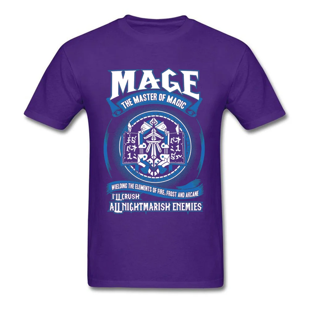 Comics Round Collar Top T-shirts Summer/Autumn Tops Shirts Short Sleeve Fashion Cotton Design Tee Shirt comfortable Men Warcraft Mage The Master Of Magic 5979 purple