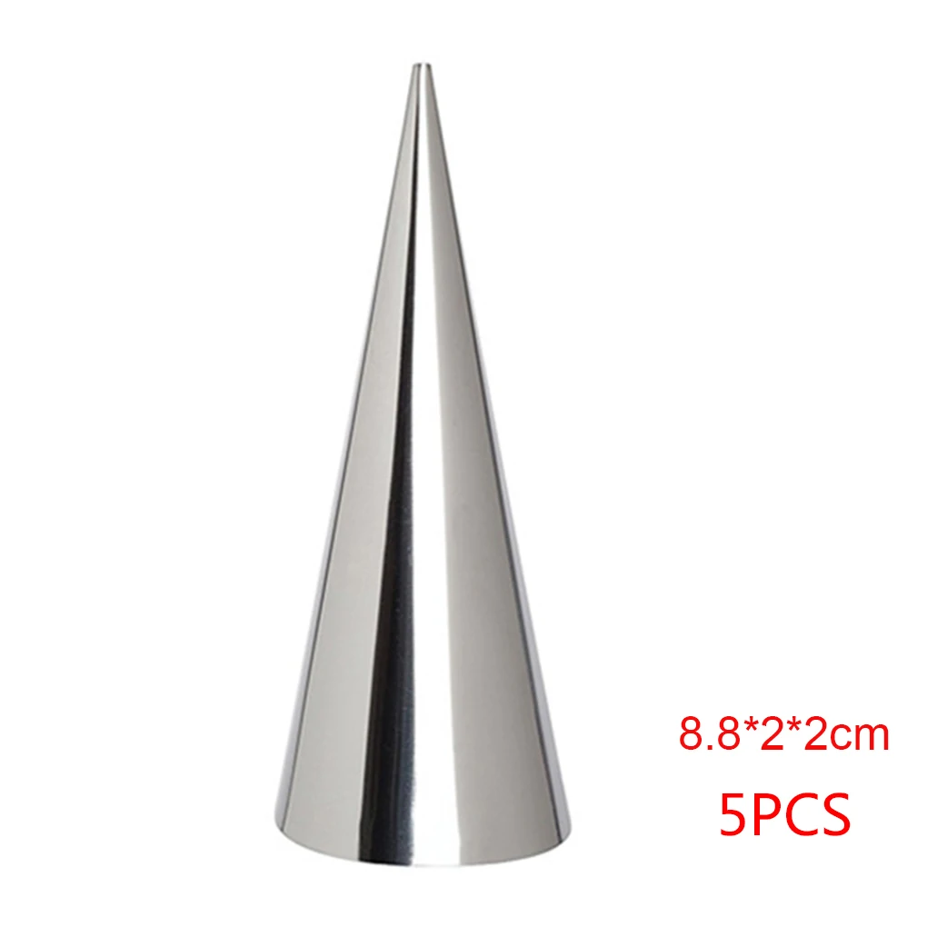 5/12PCS Conical Tube Cone Roll Moulds Stainless Steel Spiral Croissants Molds Pastry Cream Horn Cake Bread Mold Kitchen Tools