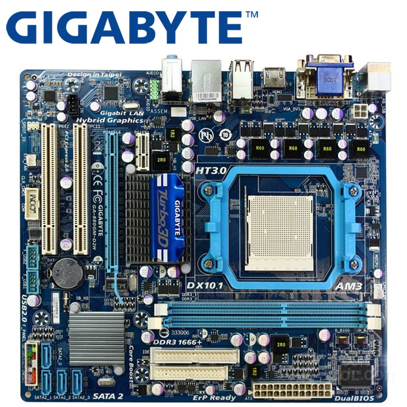 Материнская плата GIGABYTE GA-880GM-D2H 880G Socket AM3 DDR3 8G для Phenom II/Athlon II uATX оригинальная б/у материнская плата