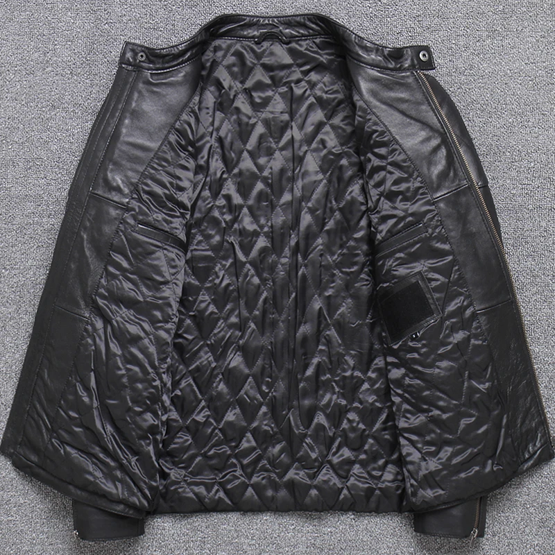 Качественная роскошная мужская куртка из натуральной кожи, модные черные короткие байкерские куртки, облегающие повседневные мотоциклетные пальто, толстые большие размеры 5XL