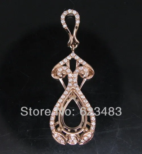 

AMAZING PEAR 8*12MM 14kt ROSE GOLD NATURAL . SEMI MOUNT SETTING PENDANT