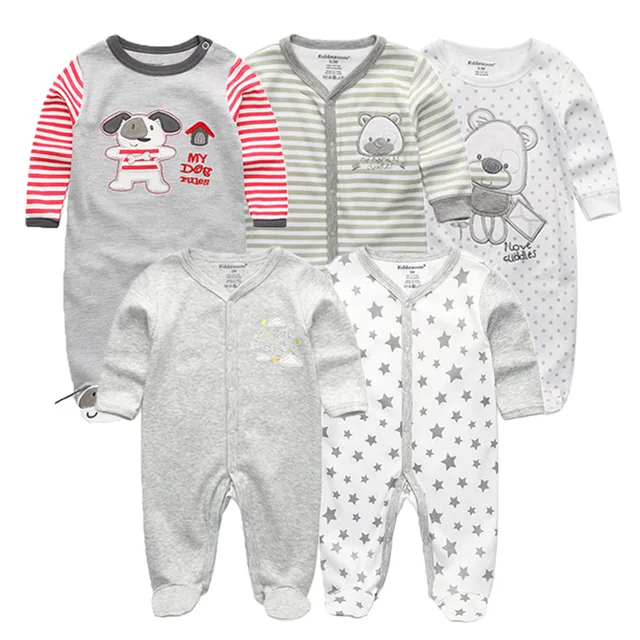 5 PCS/lot new baby sleepers full Sleeve Cotton O Neck 0 12M Novel