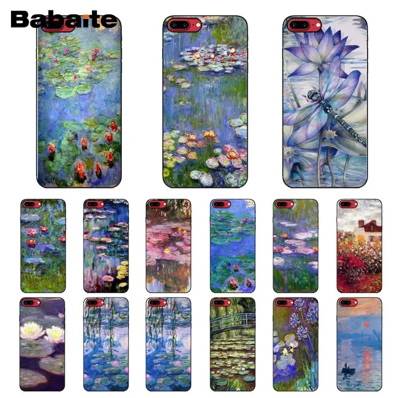 Babaite Monet Garden Lotus разноцветный мягкий силиконовый черный чехол из ТПУ для iPhone X XS MAX 6