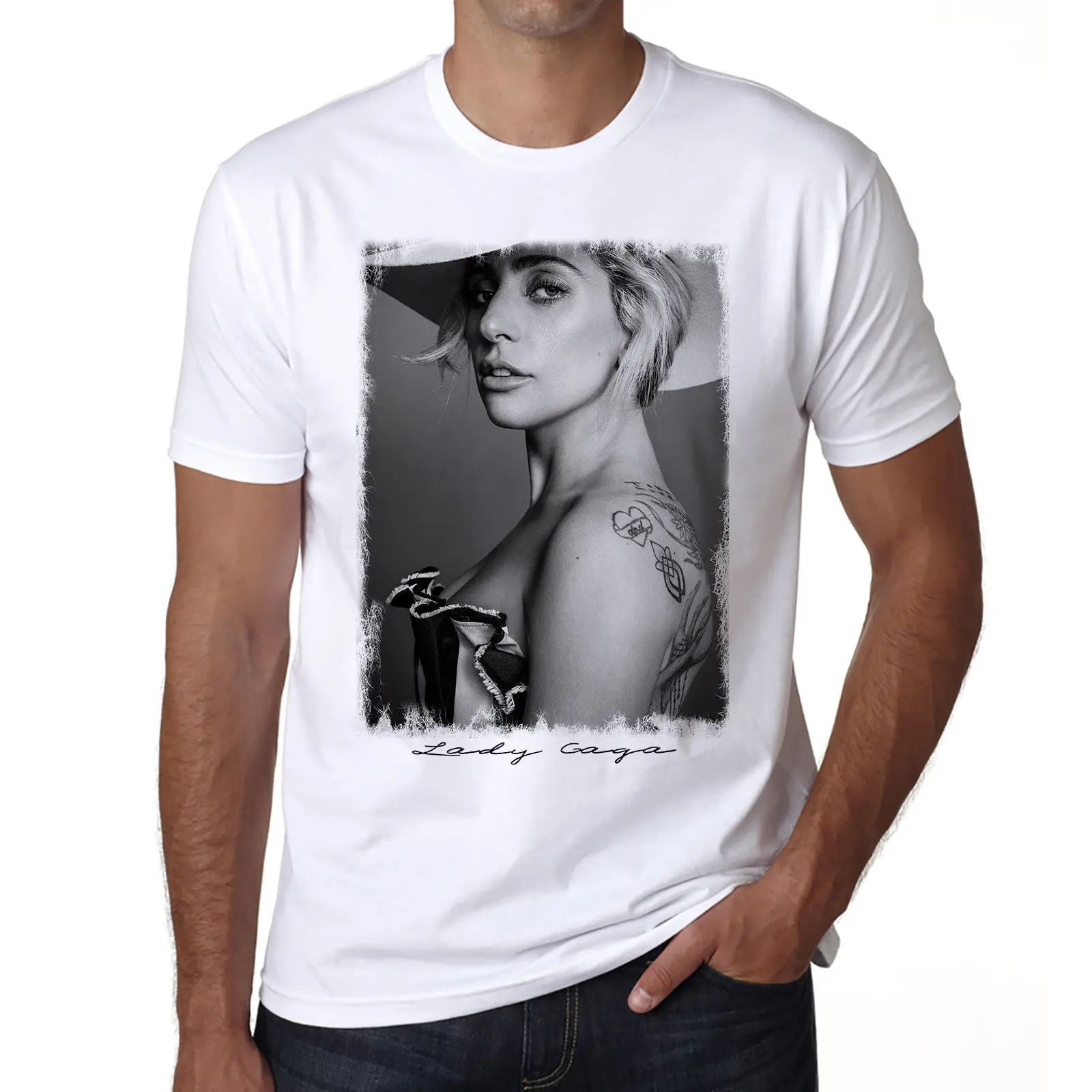 

Lady Gaga 2 R, Hommes Tshirt, Cadeau ideal, Men's Tshirt, gift tshirt Streetwear short Casual Breaking Fashion new size