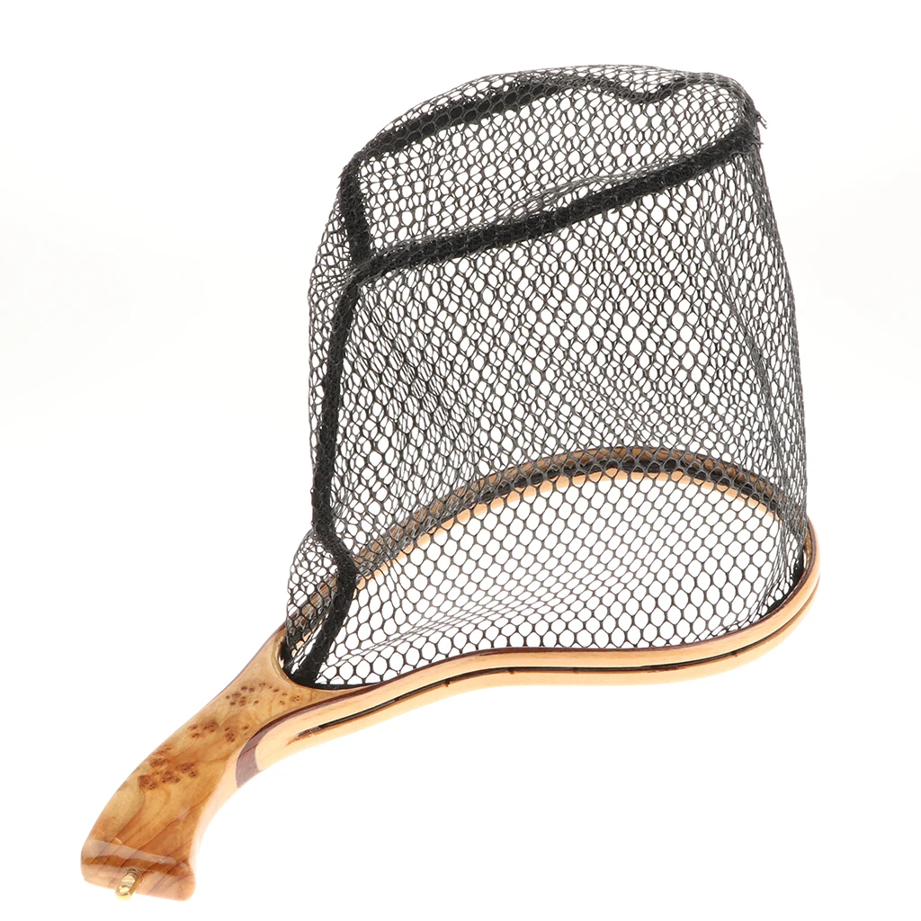 Fishing Net 35*20cm Fly Fishing Landing Net Mesh Trout Catch Netting tools  Release Foldable Net With Handle Fishing Tackle Tools