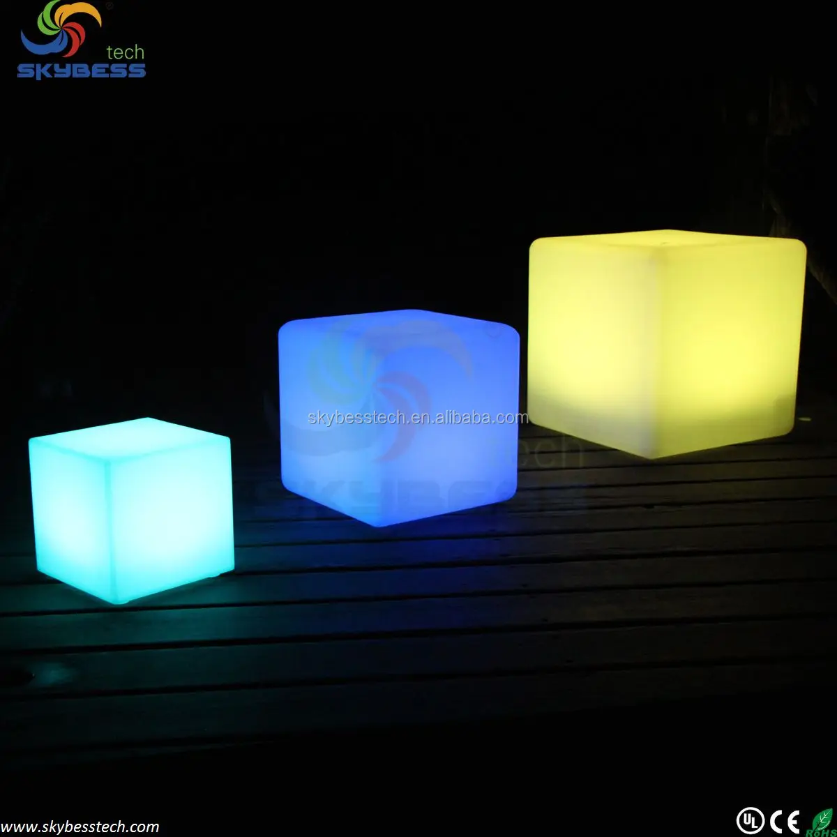 Indoor furniture 16 color changing glowing Cube Stool D10cm Lithium battery free shipping
