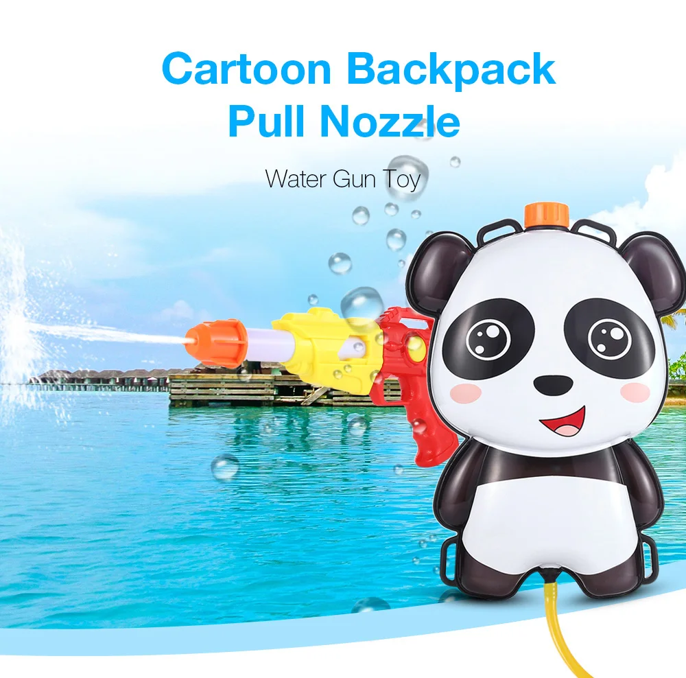 Toy Guns Cartoon Plastic 1L Backpack Pull Water Gun Soaker Squirt Blaster Shooter Pistol Long Rang Toy Water Gun Toys Kids Gifts