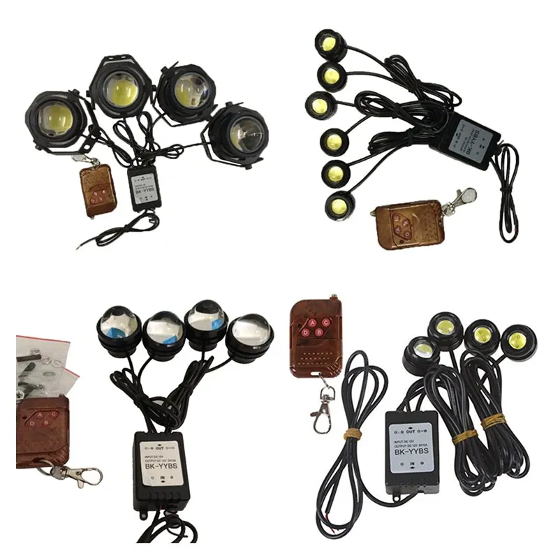 

4Pcs in 1 line Car styling LED DRL Eagle Eyes Daytime Runing lights 12V Wireless Remote Control Strobe Grille Light