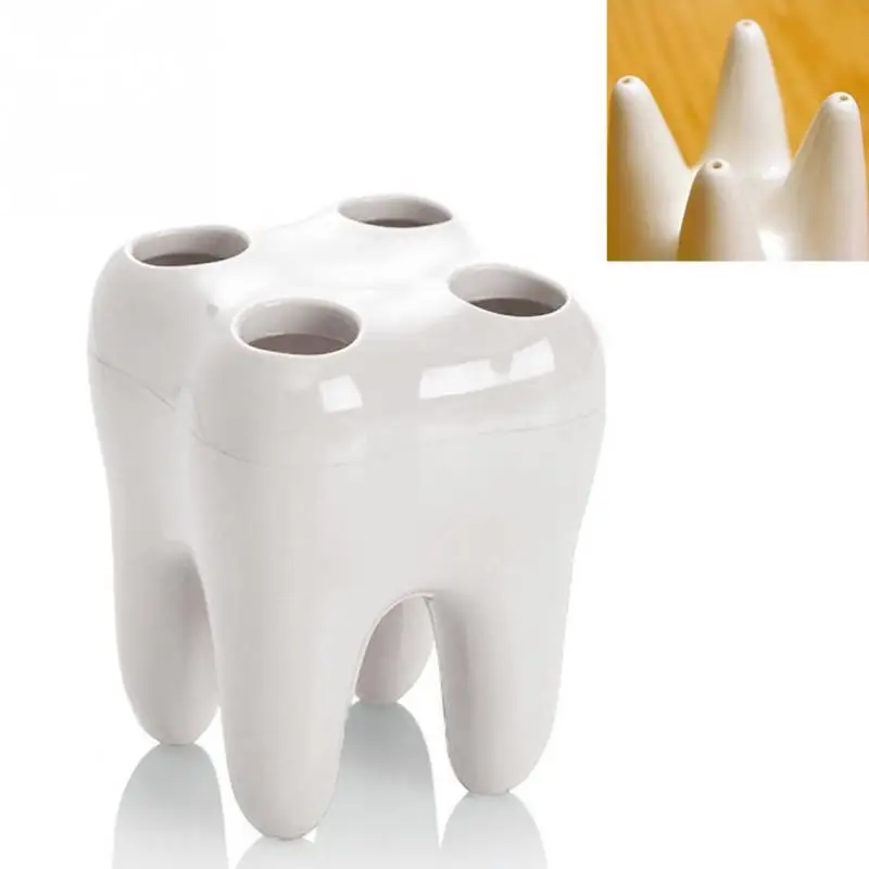 

Toothbrush holder 4 Holes Tooth Shape PS Contaniner Shaving Razor Toothpaster Toothbrush Holder Drop Shipping #1204