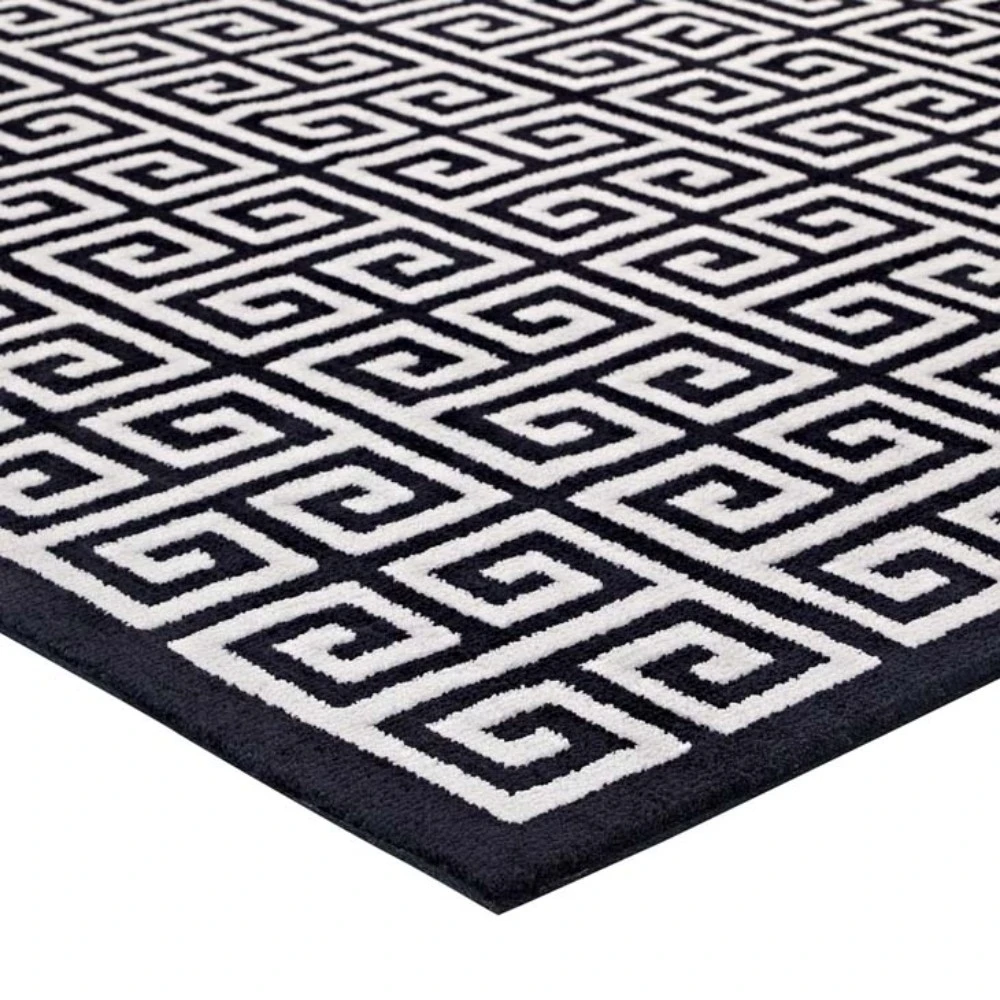 Freydis Greek Key 5x8 Area Rug, Black and White (1)