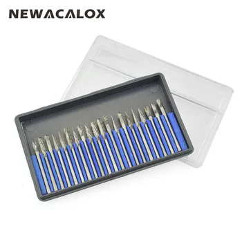 

NEWACALOX 20pcs/set Dremel Carbide Burrs Drill Bit Rotary Burr Micro Drill Bits for Metal Woodworking Carving Tool Glass Diamond