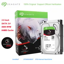 Seagate 3 ТБ IronWolf SATA 3,0 HDD интерфейс 64 МБ Кэш 6 ГБ/сек. 5900 об./мин. 3,5-дюймовый внутренний жесткий диск для настольных ПК