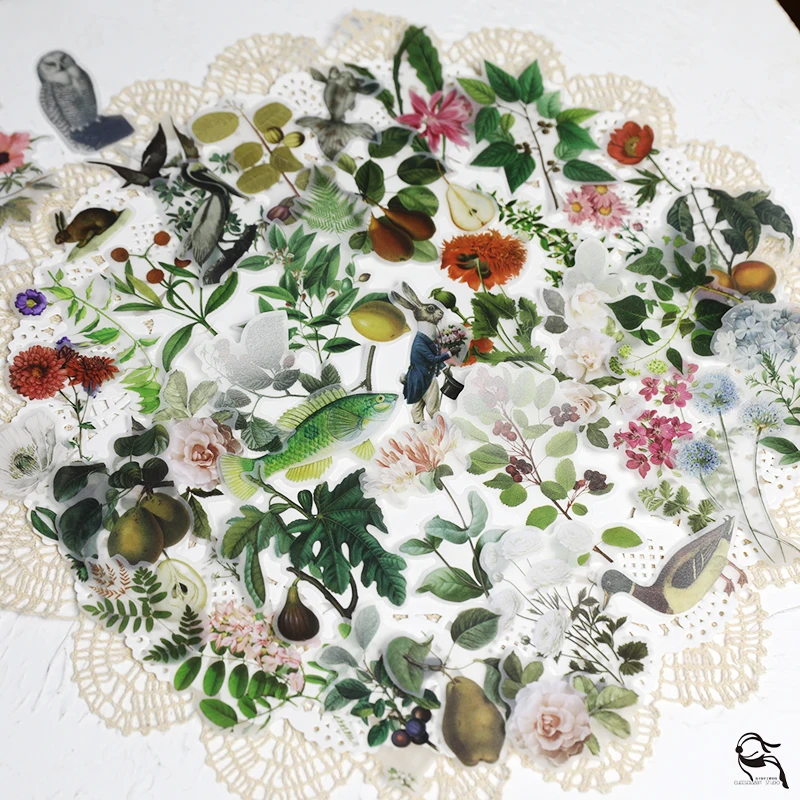 

KSCRAFT 65pcs Plants Illustration Vellum Stickers for Scrapbooking Happy Planner/Card Making/Journaling Project