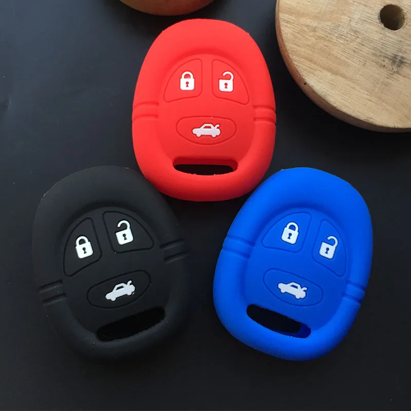ZAD 3 button silicone rubber car key cover case set for saab 9 3 9 5 93