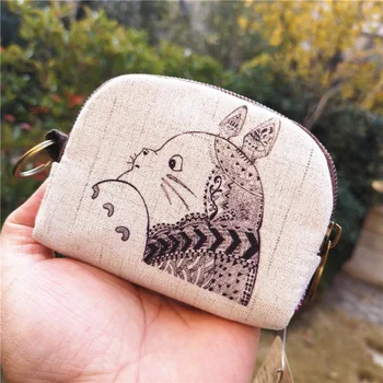 

Linen Cartoon Totoro Women's Mini Wallets Children's Small Pouches Money Bags Female Purses Carteiras Feminina for Girls Boys