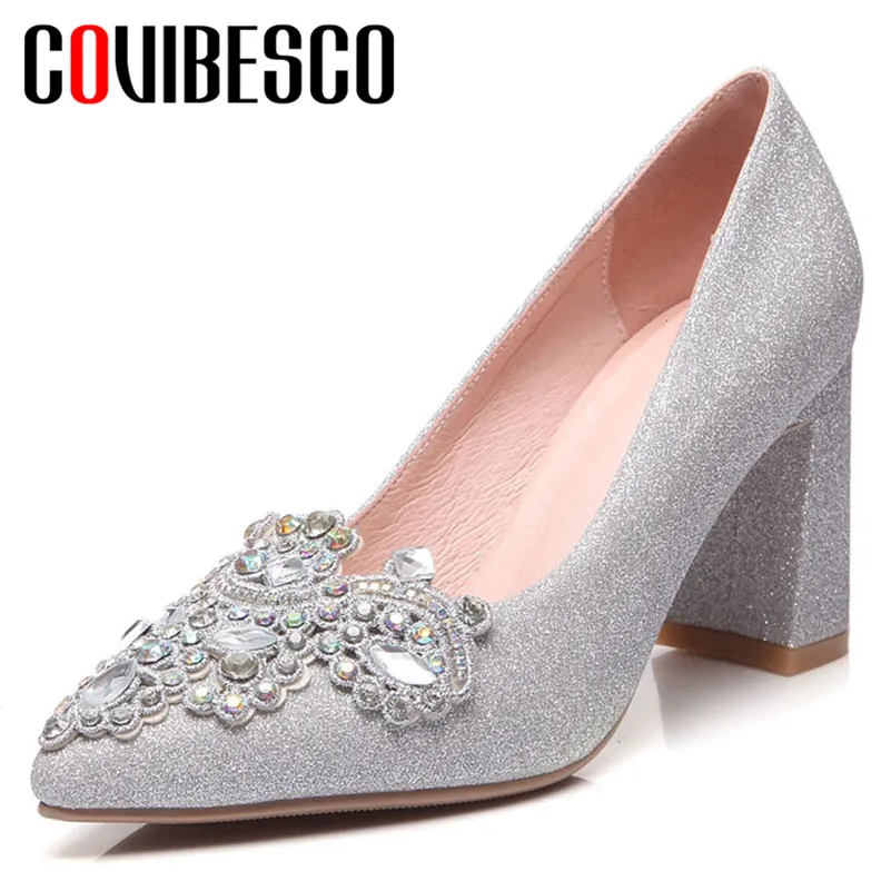 

COVIBESCO 2019 Sexy Elegant Part Wedding Women Sandals Pointed Toe Summer New Fashion Women Pumps Prom Bling Basic Shoes Woman