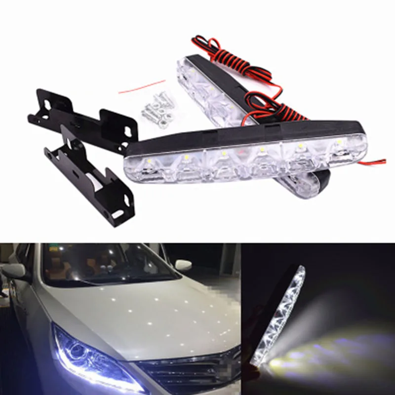 

1 set Universal Quality goods 6 LEDs Car Daytime Running Lights DRL DC 12V LED Steering Lamp Automobile Light Source Car-styling