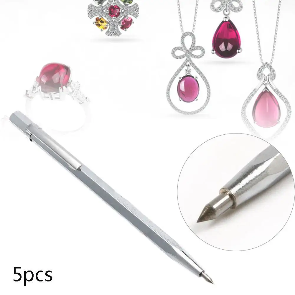 5Pcs Custom White Diamond Hards Alloy Marking Pen Glass Engraving Pens
